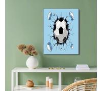 NAWVNMI Comic Strip Wall-Breaking Effect Canvas Wall Art Unframed, Soccer Wall Decor Poster, Comic Strip Wall-Breaking Effect Canvas Print for Bathroom Bedroom Living Room Decor, 24x31in