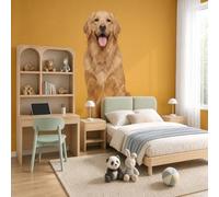 NAWVNMI Dogs Photography Wall Mural Wallpaper, Golden Retriever, Panoramic Silk Paste-the-Wall, Multi-Panel Wall Art for Living Room or Bedroom, 250 x 175cm