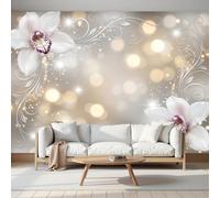 NAWVNMI European Style Floral Wallpaper for Living Room - Orchid Scroll Pattern Wall Murals for Bedrooms, Photo Wallpaper 3D Effect for Living Room, Bathroom, Bedroom, 250(W) X 175cm(H)