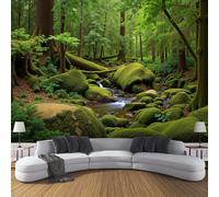 NAWVNMI Forest Stream Wallpaper Modern Moss Rock Wall Mural Wall Covering for Bedroom Adults Teenager Living Room Lounge Hallway Hall 98" x 69"
