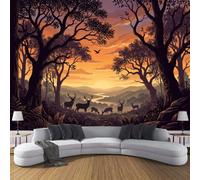 NAWVNMI Forests Deer Herds Mural Wallpaper Deep Mountains Valleys Wall Mural Decoration Poster Picture Design Modern Forests Deer Herds Wallpaper for Living Room Bedroom- 350 x 256cm