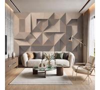NAWVNMI Geometric Embossing Wallpaper, Polygon Module Mural Wallpaper, Geometric Embossing Room Decor Wall Art for Living Room Bedroom Kitchen 200(W) X 140cm(H)