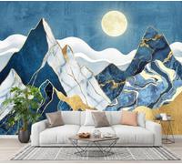 NAWVNMI Geometry Landscape Wall Mural Wallpaper, Snow Mountain Full Moon Panoramic Wallpaper for TV Backdrop, Large Wall Mural for Living Room Bedroom Office Decoration, 200 x 140cm (W x H)