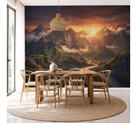 NAWVNMI High Mountains Valleys Mural Wallpaper Mountain Clouds and Mist Wall Mural Decoration Poster Picture Design Modern High Mountains Valleys Wallpaper for Living Room Bedroom- 400 x 280cm