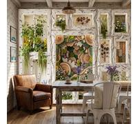 NAWVNMI Large Forest Collage Mural Wallpaper 350 x 256cm, Birch Trunk Moss Photo Wallpaper, Silk Wall Mural Decoration Poster Picture for Bedroom Living Room Hallway Sofa Backdrop