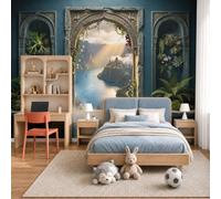 NAWVNMI Large Secret Realm Arch Mural Wallpaper 450 x 315cm, Canyon River Photo Wallpaper, Silk Wall Mural Decoration Poster Picture for Bedroom Living Room Hallway Sofa Backdrop