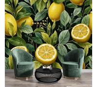 NAWVNMI Lemon Leaf Silk Mural Wallpaper Large Size Natural Texture Poster Picture Design Wall Decor Picture, Wallpaper for Living Room Bedroom Mural border-150 x 105cm