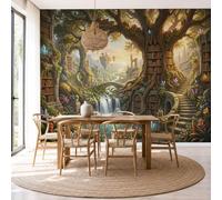 NAWVNMI Magic Secret Realm Mural Wallpaper Ancient Tree Library Wall Mural Decoration Poster Picture Design Modern Magic Secret Realm Wallpaper for Living Room Bedroom- 400 x 280cm
