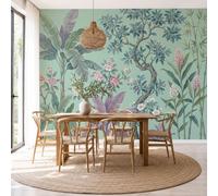 NAWVNMI Oriental Garden Wall Mural Wallpaper, Banana Ancient Tree Panoramic Wallpaper for TV Backdrop, Large Wall Mural for Living Room Bedroom Office Decoration, 200 x 140cm (W x H)