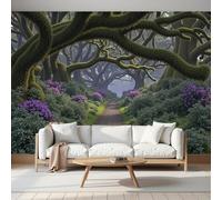 NAWVNMI Panoramic Fairy Tale Forest Silk Wallpaper 400 x 280cm, Dark Green, Poster Giant Wall Personalised 3D for Living Room Bedroom Wall Decoration