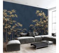 NAWVNMI Panoramic Oriental Luxury Style Silk Wallpaper 300 x 210cm, Dark Blue Gold, Poster Giant Wall Personalised 3D for Living Room Bedroom Wall Decoration