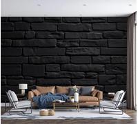 NAWVNMI Photo Wallpaper 300 x 210cm Silk Cloth Rough Wall Texture Print Mural Decoration Poster Picture Industrial Style Brick Wall, Black, Poster Living Room Bedroom Covering