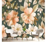 NAWVNMI Photo Wallpaper Delicate Flowers Spring Watercolor 200x140cm / 79" x 55" - Premium Art Print Wall Mural Decoration Poster Picture Design Living Room Bedroom Wall Mural