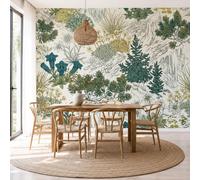 NAWVNMI Photo Wallpaper Retro Printmaking 450 x 315cm /177" x 124", Silk Premium Art Print Wall Mural for Living Room Bedroom Decoration Poster Picture Design Modern, Mountain Vegetation