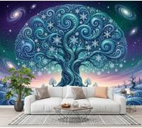 NAWVNMI Photo Wallpaper Winter Snow Scene 350 x 256cm /138" x 97", Silk Premium Art Print Wall Mural for Living Room Bedroom Decoration Poster Picture Design Modern, Galaxy Ancient Tree