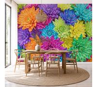NAWVNMI Rainbow Flowers Wallpaper for Living Room - Full Coverage Chrysanthemums Wall Murals for Bedrooms, Photo Wallpaper 3D Effect for Living Room, Bathroom, Bedroom, 300(W) X 210cm(H)