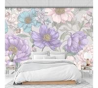 NAWVNMI Romantic Floral Silk Mural Wallpaper Large Size Delicate Seamless Poster Picture Design Wall Decor Picture, Wallpaper for Living Room Bedroom Mural border-350 x 256cm