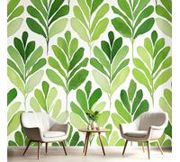 NAWVNMI Silk Photo Wallpaper Green Size 400x280cm 8 Strips Width 50 cm Watercolor Leaf Seamless Illustration Bedroom Decoration Wall Mural Wall Covering Design Wallpaper