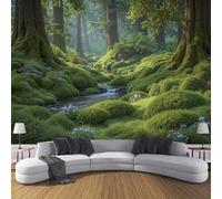 NAWVNMI Streams Shrubs Silk Mural Wallpaper Large Size Moss Tree Trunks Poster Picture Design Wall Decor Picture, Wallpaper for Living Room Bedroom Mural border-250 x 175cm