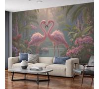 NAWVNMI Tropical Animals Wall Mural Wallpaper, Flamingos Jungle, Panoramic Silk Paste-the-Wall, Multi-Panel Wall Art for Living Room or Bedroom, 200 x 140cm