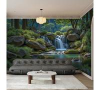 NAWVNMI Tropical Waterfall Wallpaper Modern 350 x 256cm Silk Mural Wallpaper Nature Healing Murals for Bedroom Living Room Bathroom Kitchen, Sofa TV Background Wall Mural