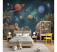 NAWVNMI Universe Planet Mural Wallpaper Jungle Tiger Wall Mural Decoration Poster Picture Design Modern Universe Planet Wallpaper for Living Room Bedroom- 300 x 210cm
