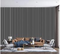 NAWVNMI Wallpaper Murals 250 x 175cm Fine Vertical Stripes Linear Repetition 3D Silk Wall Mural for Bedroom Living Room Walls Decor, Black White TV Background Sofa Wall Sticker (Not self-Adhesive)