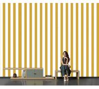 NAWVNMI Wallpaper Murals 300 x 210cm Linear Decorative Patterns Vertical Stripes 3D Silk Wall Mural for Bedroom Living Room Walls Decor, Gold White TV Background Sofa Wall Sticker (Not self-Adhesive)
