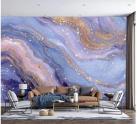 NAWVNMI Wallpaper Murals 400 x 280cm Liquid Marble Modern Abstract Art 3D Silk Wall Mural for Bedroom Living Room Walls Decor, Purple Gold TV Background Sofa Wall Sticker (Not self-Adhesive)