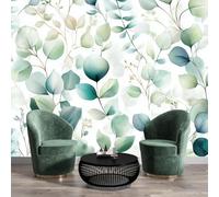 NAWVNMI Watercolor Eucalyptus Leaves Silk Mural Wallpaper Large Size Elegant Natural Poster Picture Design Wall Decor Picture, Wallpaper for Living Room Bedroom Mural border-200 x 140cm