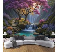 NAWVNMI Waterfalls Streams Wallpaper Modern Canyons Trees Wall Mural Wall Covering for Bedroom Adults Teenager Living Room Lounge Hallway Hall 98" x 69"
