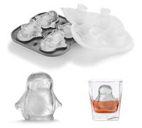 Nax Caki 3D Penguin Ice Cube Tray, 2.2" Large Thicked Silicone Fun Shapes Whiskey Ice Mold with Funnel for Cocktails,Bourbon,Brandy, Whiskey Gifts for Men Black
