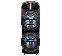 Naxa Electronics NDS-1011 Portable Dual 10″ Bluetooth Party Speaker with Multi-Color Disco Lights, Up to 2.5 Hours Play Time, FM Tuner, USB Port, MicroSD Card Slot, and 3.5mm Input, Black