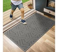 NAXBEY Door Mat Indoor, Absorbent Machine Washable Non-Slip Inside Door Mat, Heavy Duty Dirt Trapper Doormats For Entrance,Patio,Bedroom,Stairs,Kitchen (Grey, 90 x 150 cm)