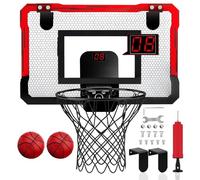 NaXew Indoor Basketball Hoop for Bedroom | Electronic Scoring Wall Mounted/Over Door Mini Basketball Hoop Includes Basketball and Net