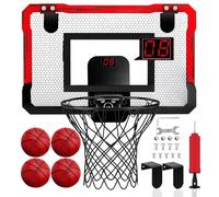 NaXew Indoor Basketball Hoop for Bedroom | Electronic Scoring Wall Mounted/Over Door Mini Basketball Hoop Includes Basketball and Net