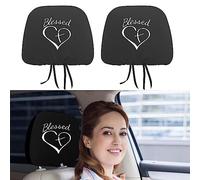 Naxizo 2 Pack Headrest Covers for Blessed Cross and Heart Christian, Seat Cover Accessories Car Headrest Protector Universal Fit to All Car/Truck Models (Blessed)