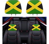 Naxizo 2 Pack Jamaica Flag Headrest Covers, Seat Cover Accessories Car Headrest Protector Universal Fit for Car/Truck Seats (Jamaica)