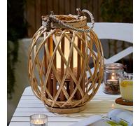 Naxos Oval Led Willow & Rattan Lantern