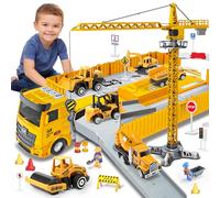 Naxudcoo Construction Toys For 3-7 Year Old Boys: Truck Toy Set Toddler Car Digger Toy - Crane Dump Trucks, Construction Vehicle Toys For 3 4 5 6 7 Years Old Boys Gifts