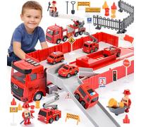 Naxudcoo Fire Truck Toys for Age 3+, Fire Truck Toy Set Toddler Car Truck Toys, Fire Engine Toys for Boys, Gifts for Boys Girls