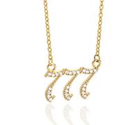 Nayaboo 14k Gold Angel Number Necklace, Dainty Pendants Necklace for Women, 111 222 333 444 555 666 777 888 999 Personalized Number Chain (777-Gold)