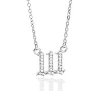 Nayaboo 14k Gold Angel Number Necklace, Dainty Pendants Necklace for Women, 111 222 333 444 555 666 777 888 999 Personalized Number Chain (111-Silver)