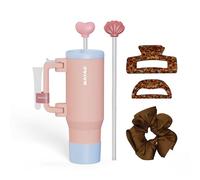 NAYAD 40oz Travel Tumbler with Handle and Straw, Coral Pink