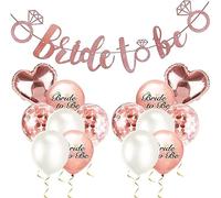 NAYAGOGO 15 Pcs Hen Party Decorations Balloon Set - 1 Pcs Bride To Be Letter Banner, 14 Pcs Latex Ballons with glitter - Bride To Be Banner Balloons Decoration Set for Bridal Shower Wedding Decor