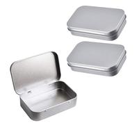 NAYAGOGO 3 PCS Rectangular Tin Can, Metal Rectangular Empty Hinged Tins Box Containers, Small Square household Metal Tins Container, for small objects, small snacks and other small-sized items
