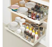 NAYAHOSE Pull Out Cabinet Organiser, Duty Pull Out Kitchen Storage Drawer Shelf, Slide Out Drawers Cabinet Basket with Handle for Kitchen Bathroom, No Need Drill and Nailing (Width 30cm)
