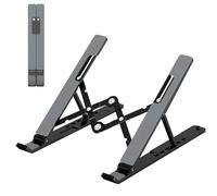 Nayka Adjustable Laptop Stand, Portable Laptop Riser for Desk, ABS+Silicone Foldable Ventilated Cooling Notebook Holder Stand for 10-15.6” Laptops, Tablets