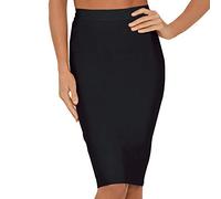 Nayssi Women's High Waist Elastic Fishtail Bandage Knee Length Skirt (Small, Black)