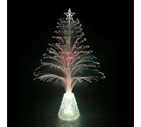 Naytrion Tabletop Fiber Optic Christmas Tree, 7-Color Changing LED Mini Night Light, USB Powered Water Mother Style, Perfect for Room Decor & Christmas Gifts